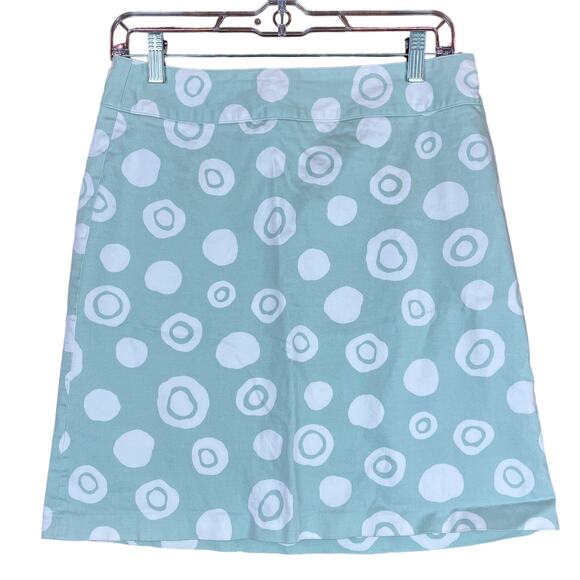 Talbots Womens Skirt Green White Polka Dot Pattern A-Line Stretch 8 Petite - Picture 1 of 12